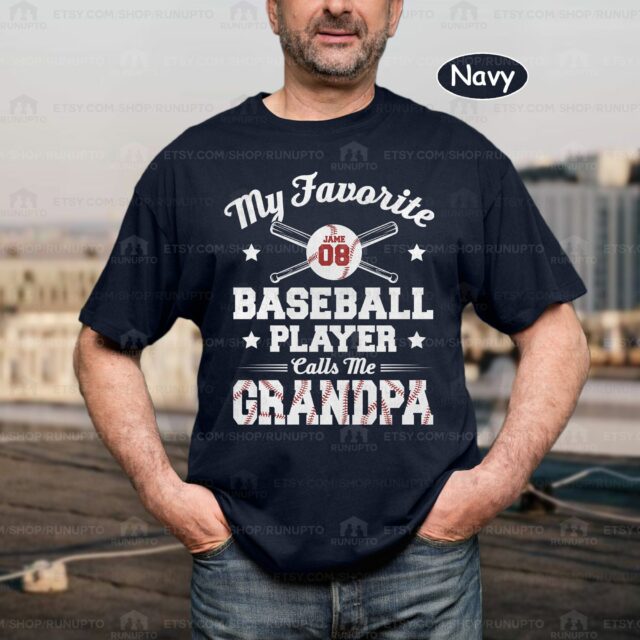 My Favorite Baseball Player Calls Me Papa Shirt – Custom Baseball Dad Tee