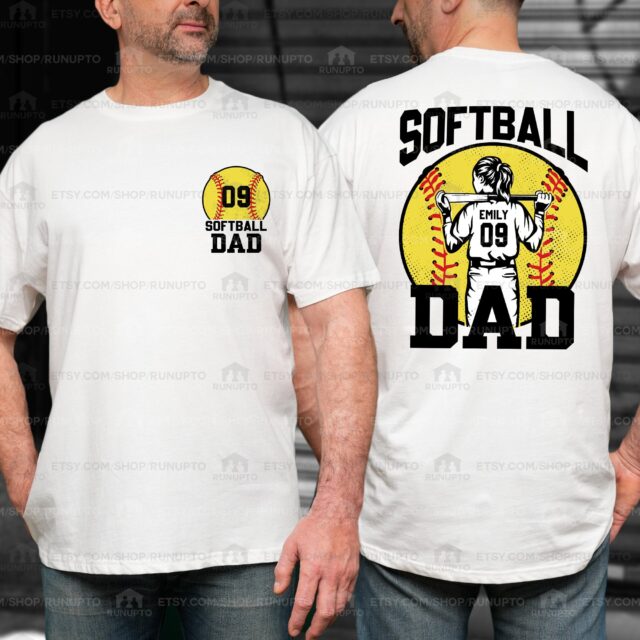 Custom Softball Dad Shirt – Personalized Name & Number Softball Tee for Father’s Day