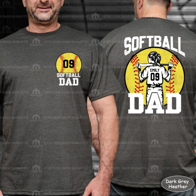 Custom Softball Dad Shirt – Personalized Name & Number Softball Tee for Father’s Day