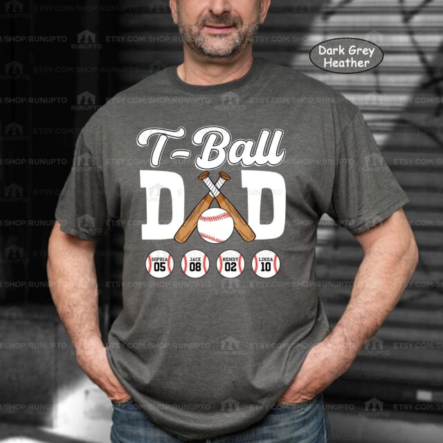 Personalized T-Ball Dad Shirt – Game Day Gift from Kid with Custom Name