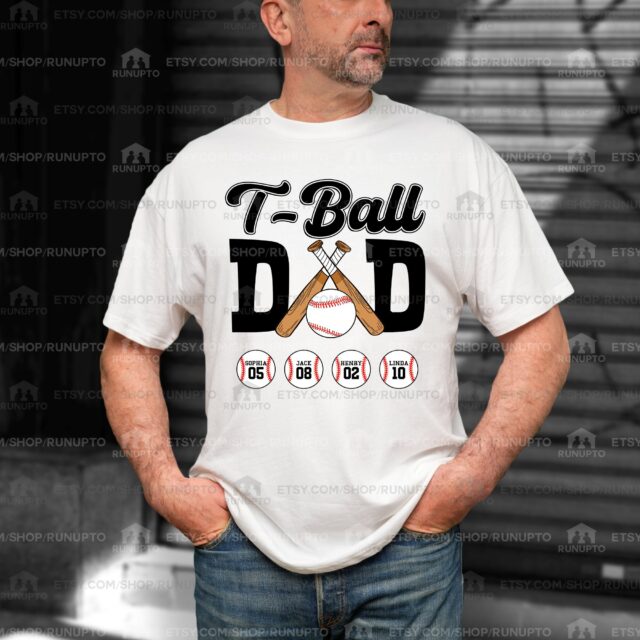 Personalized T-Ball Dad Shirt – Game Day Gift from Kid with Custom Name