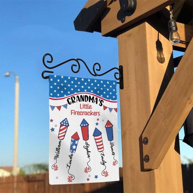 July 4th Garden Flag – Custom Independence Day Flag for Grandma’s Firecracker Gift