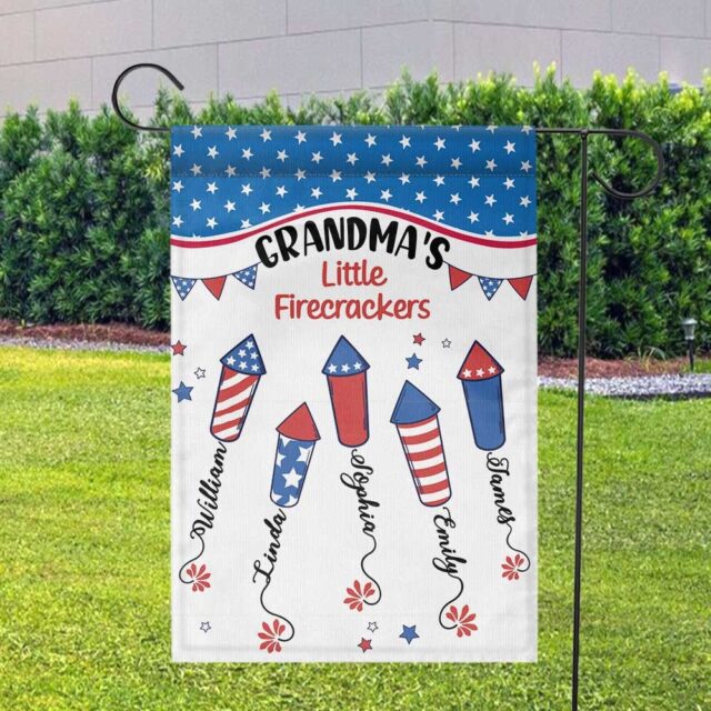 July 4th Garden Flag – Custom Independence Day Flag for Grandma’s Firecracker Gift