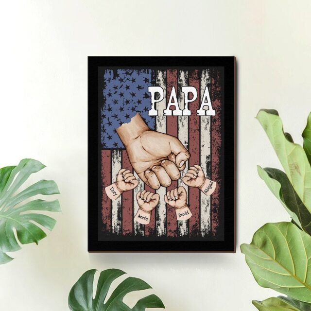 Custom Fist Bump Dad Wood Sign – Father’s Day Gift with Grandkids’ Names