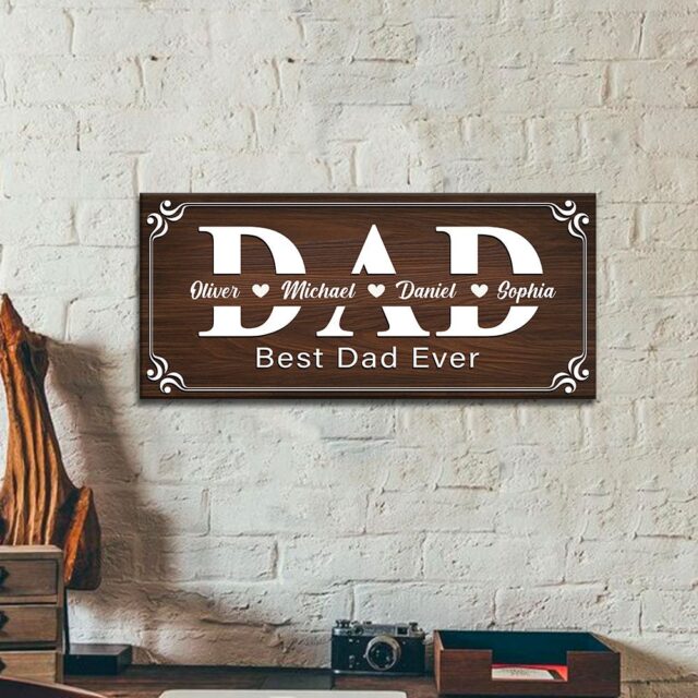 Custom Dad Wood Sign – Best Dad Ever Gift from Kids or Daughter