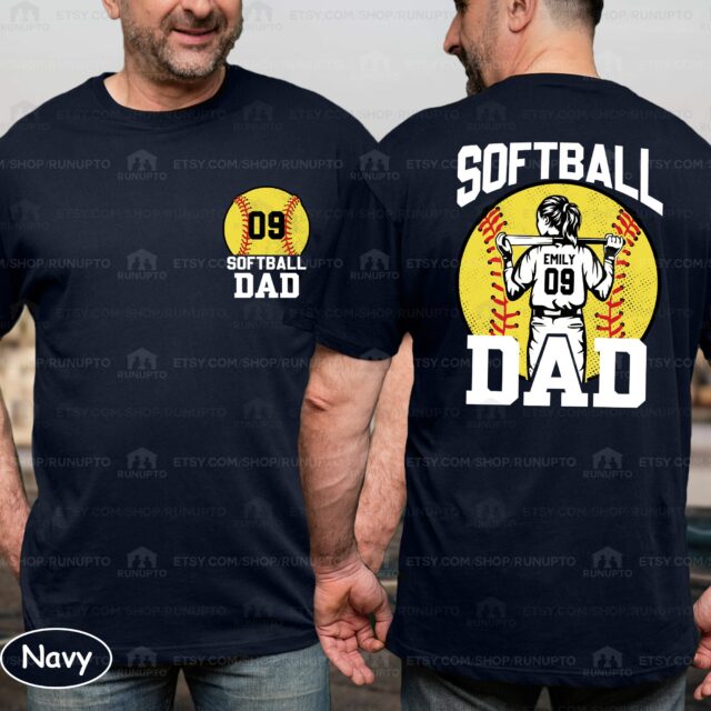 Custom Softball Dad Shirt – Personalized Name & Number Softball Tee for Father’s Day