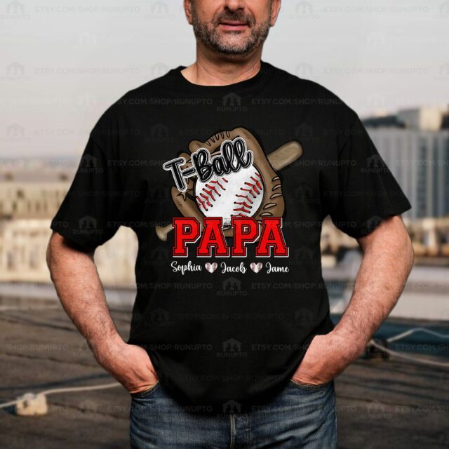 Custom T-ball Dad Shirt – Personalized Game Day Tee for Papa