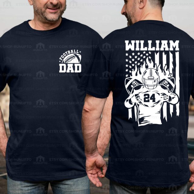 Custom Football Dad Shirt – Personalized Name & Number Football Team Tee