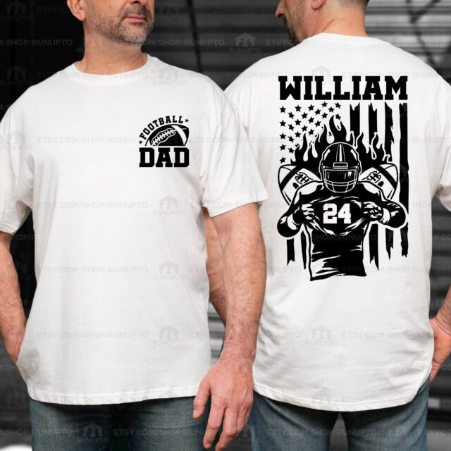 Custom Football Dad Shirt – Personalized Name & Number Football Team Tee