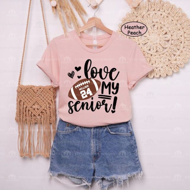 Football Mom Shirt – Custom Name & Number Senior Football Tee