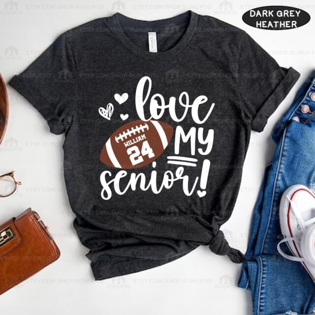 Football Mom Shirt – Custom Name & Number Senior Football Tee
