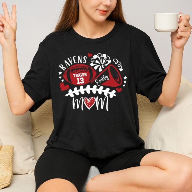 Custom Football Mom Shirt – Personalized Name & Number Football Mama Tee