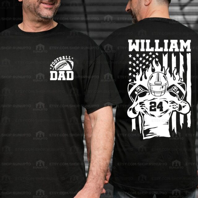 Custom Football Dad Shirt – Personalized Name & Number Football Team Tee