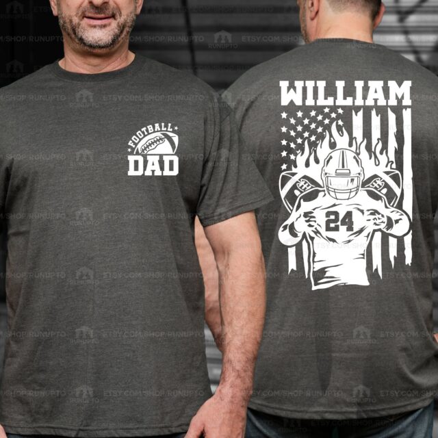 Custom Football Dad Shirt – Personalized Name & Number Football Team Tee