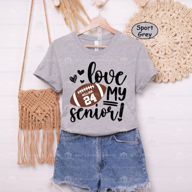 Football Mom Shirt – Custom Name & Number Senior Football Tee