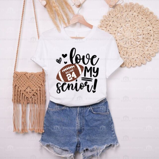 Football Mom Shirt – Custom Name & Number Senior Football Tee
