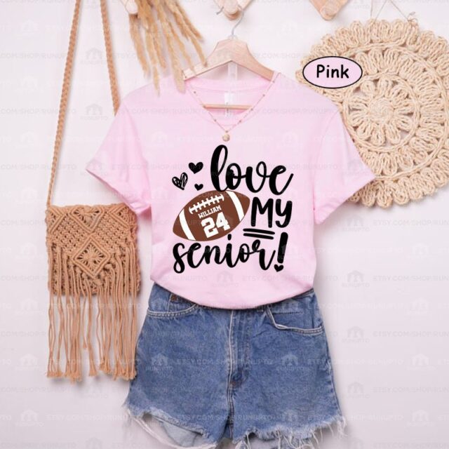Football Mom Shirt – Custom Name & Number Senior Football Tee