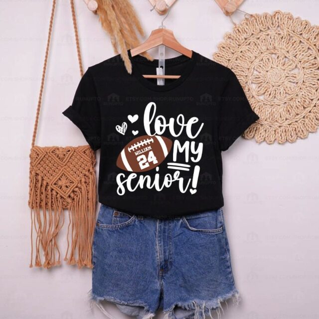 Football Mom Shirt – Custom Name & Number Senior Football Tee