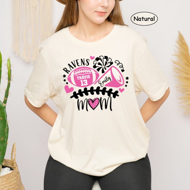 Custom Football Mom Shirt – Personalized Name & Number Football Mama Tee