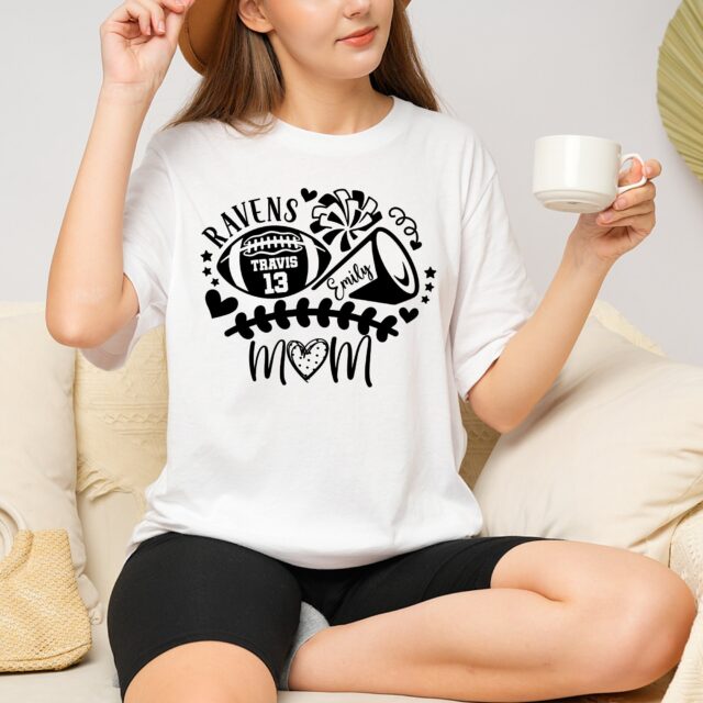 Custom Football Mom Shirt – Personalized Name & Number Football Mama Tee