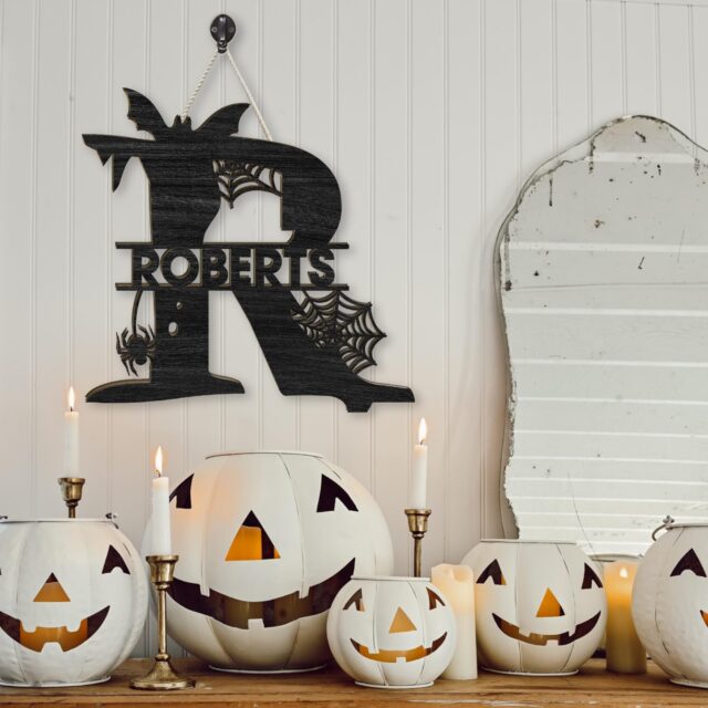 Custom Halloween Alphabet Letters – Spooky Family Name Monogram Sign