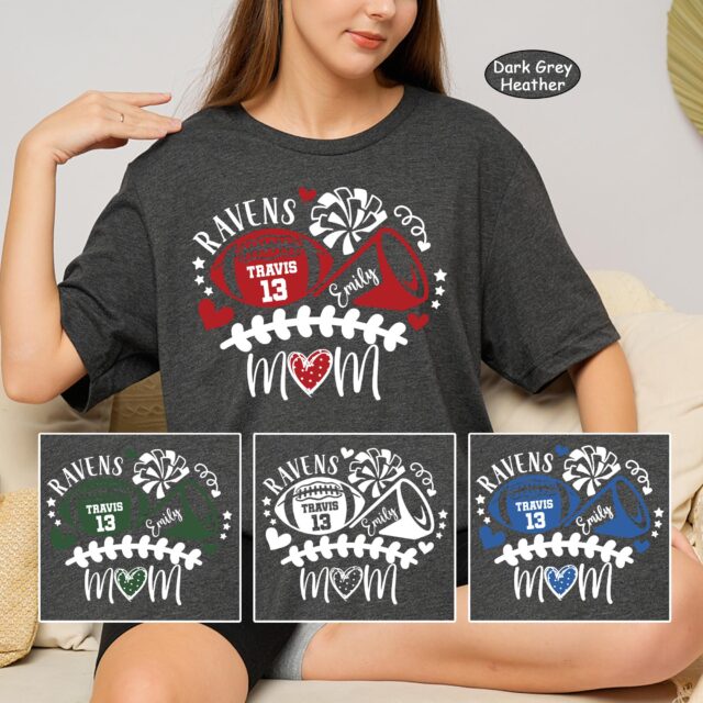 Custom Football Mom Shirt – Personalized Name & Number Football Mama Tee