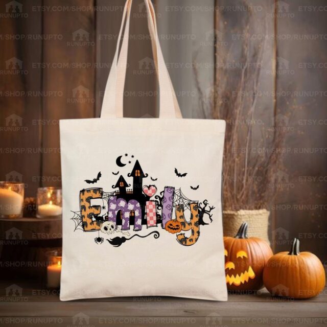 Custom Halloween Tote Bag with Kids Names – Trick or Treat Gift