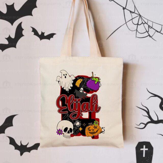 Custom Halloween Tote Bag with Kids Names – Trick or Treat Halloween Gift