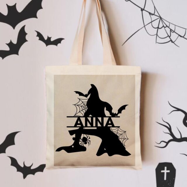 Custom Halloween Tote Bag with Kids Names – Trick or Treat Halloween Gift