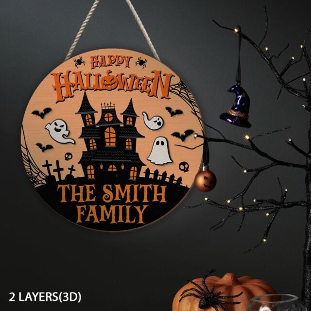 Personalized Halloween Family Door Sign – Ghost Family Halloween Decorations