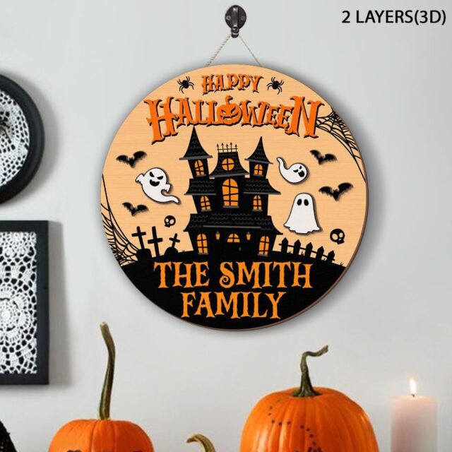 Personalized Halloween Family Door Sign – Ghost Family Halloween Decorations
