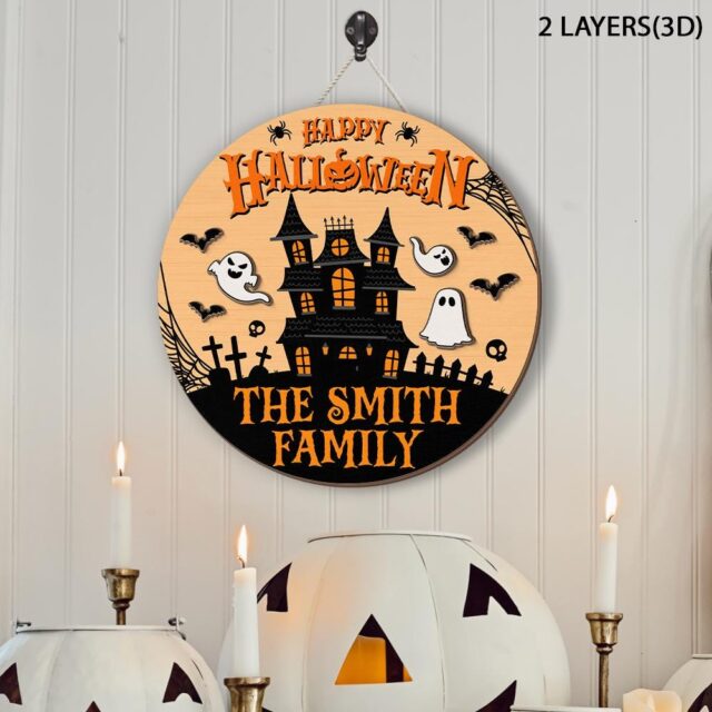 Personalized Halloween Family Door Sign – Ghost Family Halloween Decorations