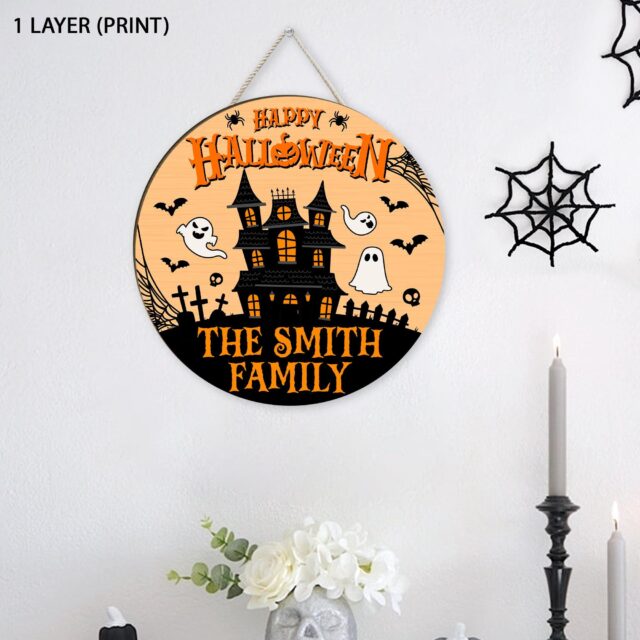Personalized Halloween Family Door Sign – Ghost Family Halloween Decorations