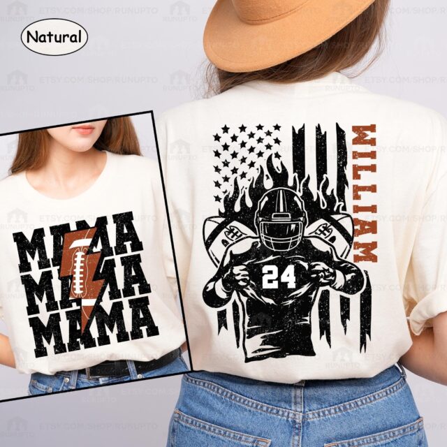 Custom Football Mama Shirt – Name & Number Football Tee