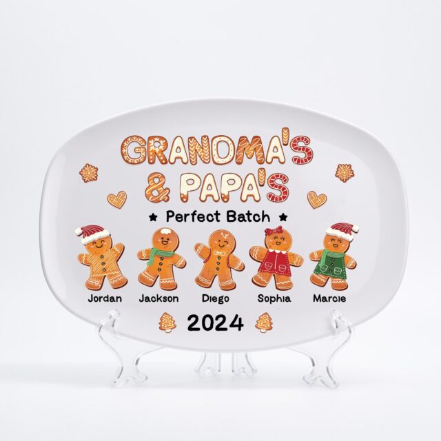 Grandma & Grandpa’s Perfect Batch Plate – Personalized Gingerbread Christmas Platter