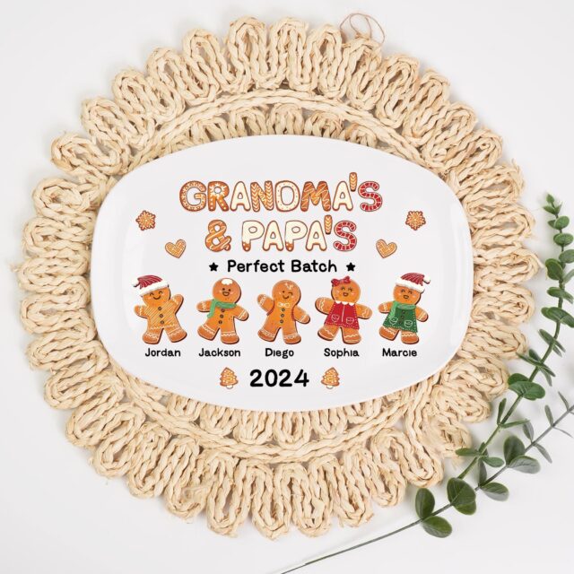 Grandma & Grandpa’s Perfect Batch Plate – Personalized Gingerbread Christmas Platter