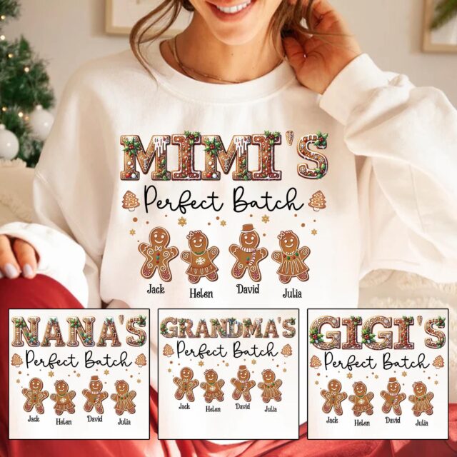 Personalized Grandma’s Perfect Batch Sweatshirt – Gingerbread Grandkids Gift