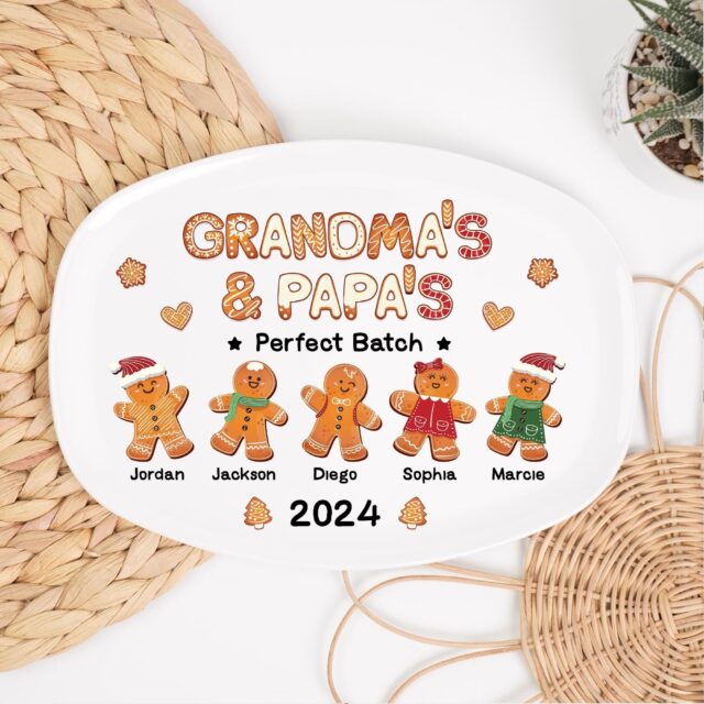 Grandma & Grandpa’s Perfect Batch Plate – Personalized Gingerbread Christmas Platter