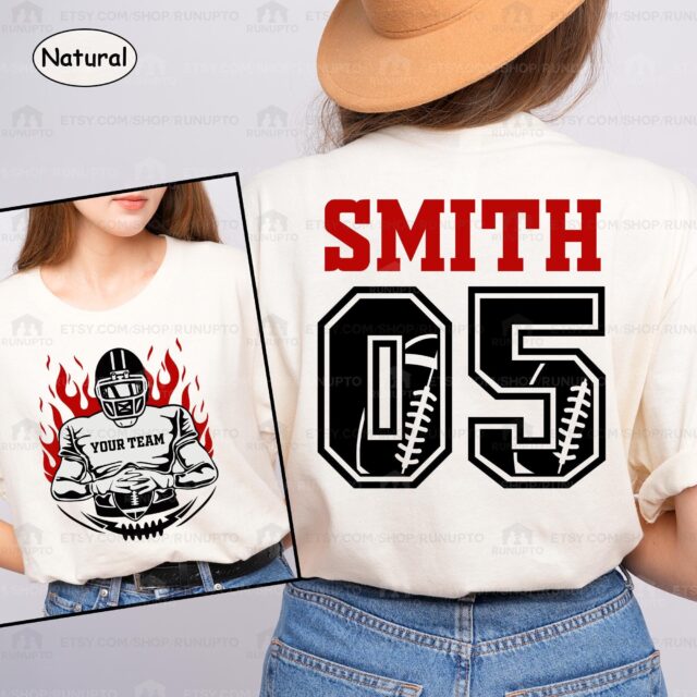 Football Mom Shirt with Personalized Name and Number – Football Mama Team Shirt