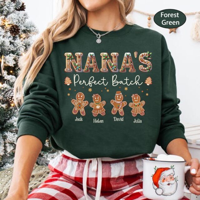 Personalized Grandma’s Perfect Batch Sweatshirt – Gingerbread Grandkids Gift