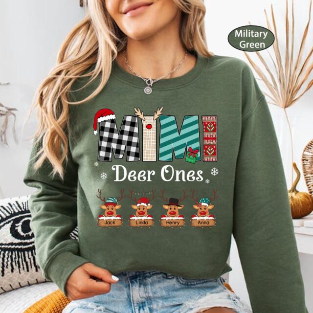 Personalized Reindeer Grandma Shirt – Custom Kid Names