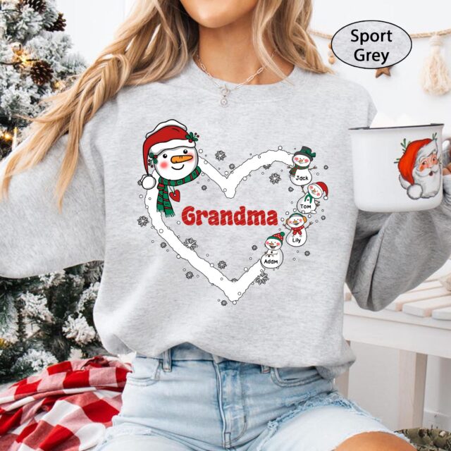 Personalized Christmas Snowman Grandma Shirt – Custom Nana Mimi Gift