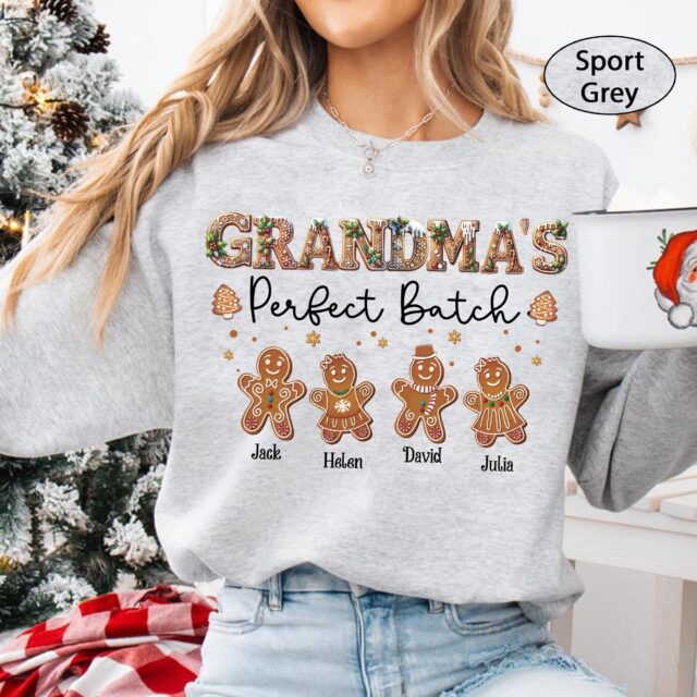 Personalized Grandma’s Perfect Batch Sweatshirt – Gingerbread Grandkids Gift