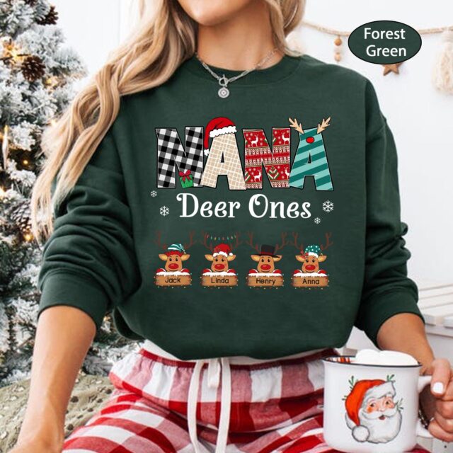 Personalized Reindeer Grandma Shirt – Custom Kid Names