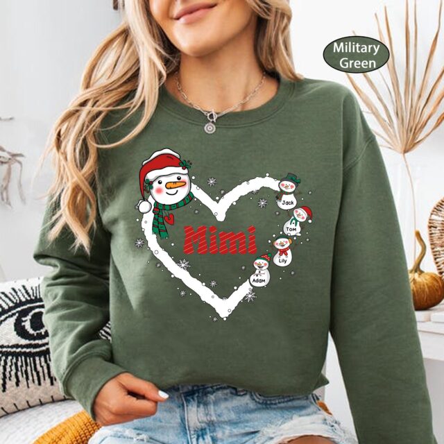 Personalized Christmas Snowman Grandma Shirt – Custom Nana Mimi Gift