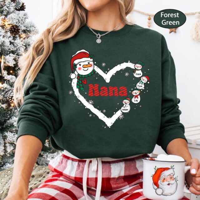 Personalized Christmas Snowman Grandma Shirt – Custom Nana Mimi Gift