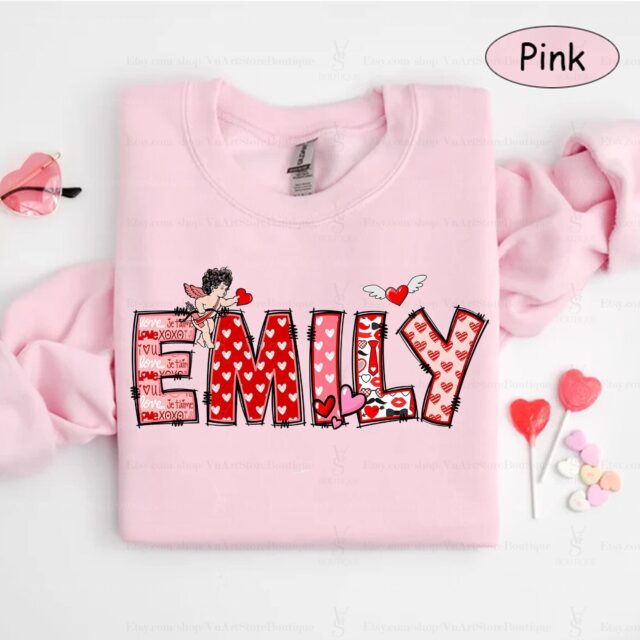 Personalized Name Valentine’s Shirt – Custom Family Valentine’s Day Outfit