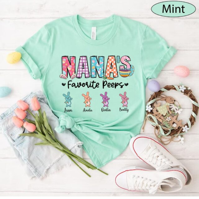 Personalized Grandma Shirt – “Grandma’s Favorite Bunnies” Easter Shirt with Custom Kids’ Names