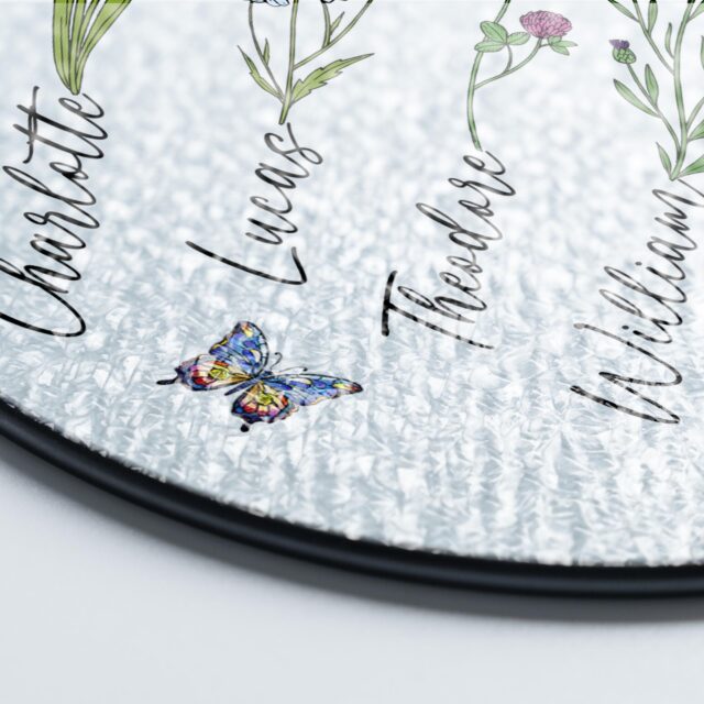 Personalized Birth Month Flowers Grandma’s Garden Suncatcher – Acrylic Glass with Grandkids’ Names