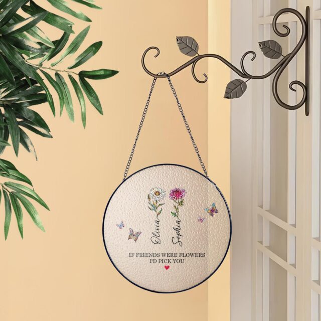 Personalized Birth Flower Stained Glass Suncatcher – “If Friends Were Flowers I’d Pick You”